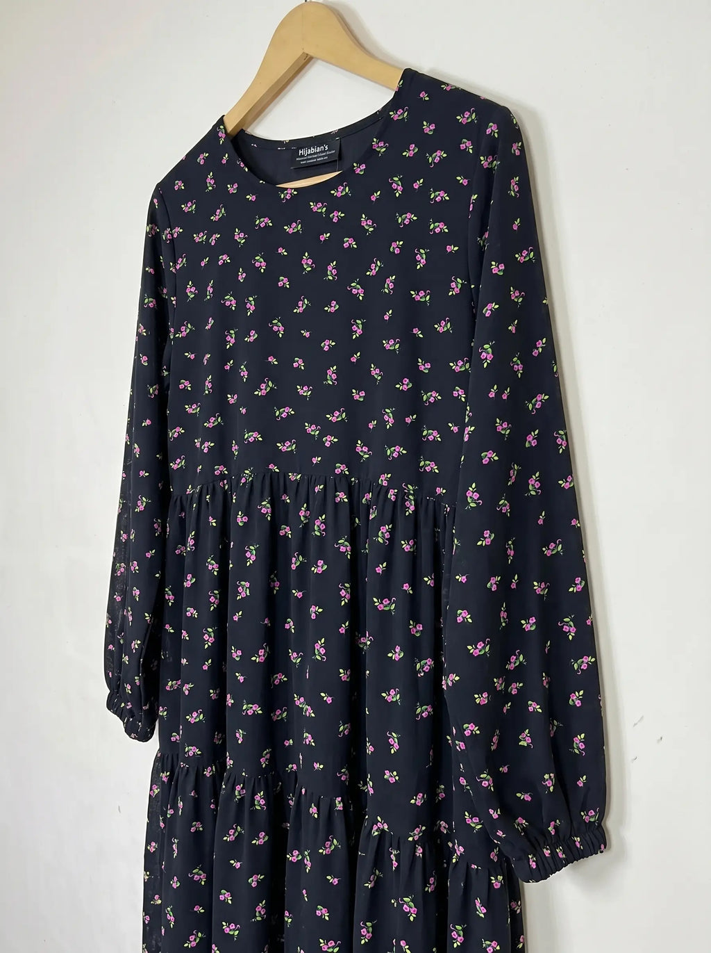 Black Floral Frill Maxi -  Lilac Charm HJ1644