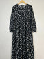 Black Floral Frill Maxi -  Ivory Whisper HJ1647