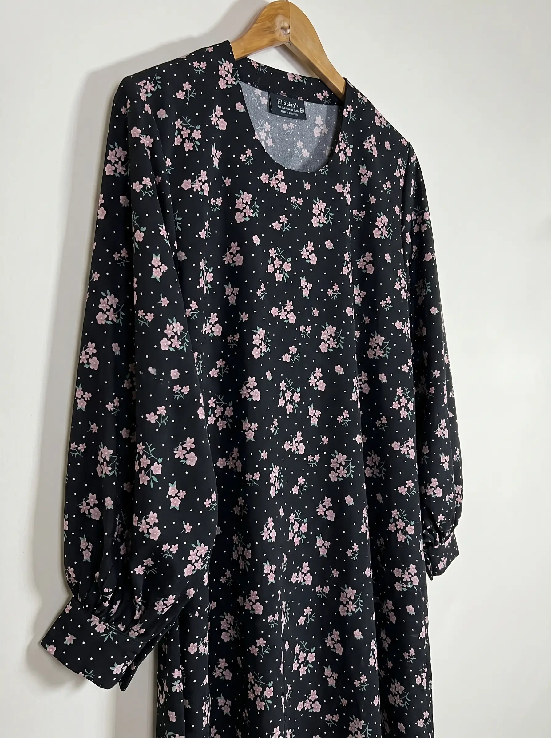 Black Floral Maxi Abaya - Blush Bloom HJ1652 Secondary image