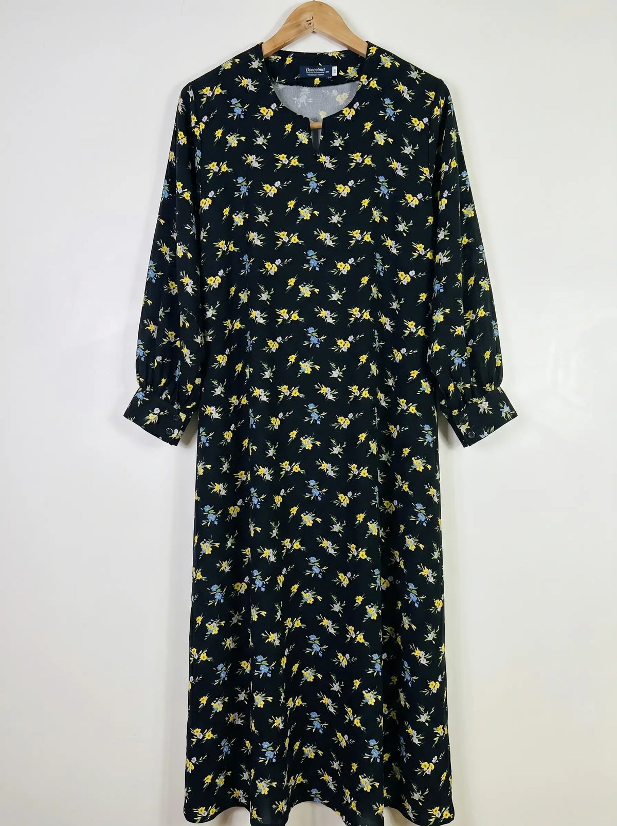 Black Floral Maxi Abaya - Midnight Meadow HJ1653 Main image