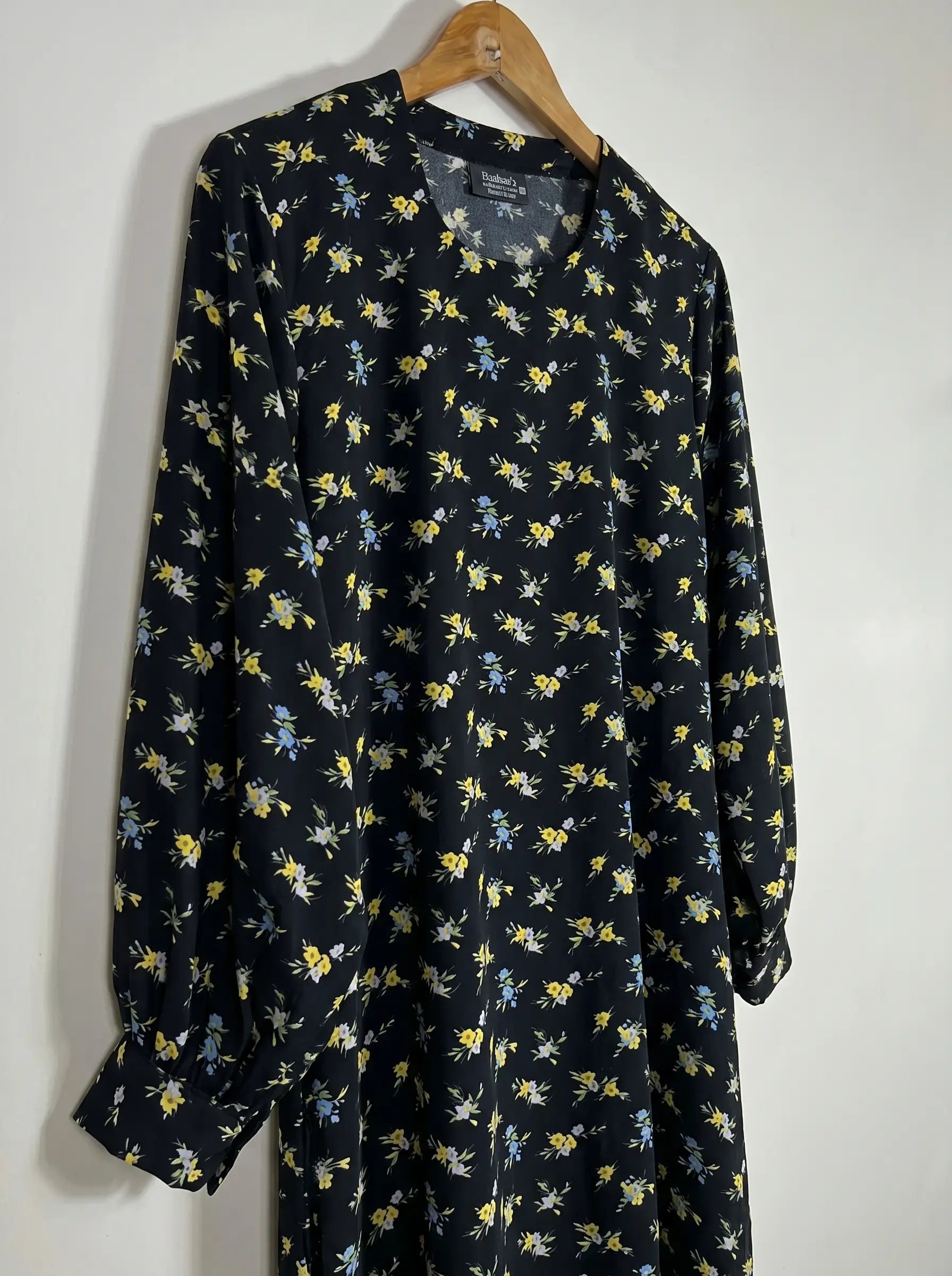 Black Floral Maxi Abaya - Midnight Meadow HJ1653 Secondary image