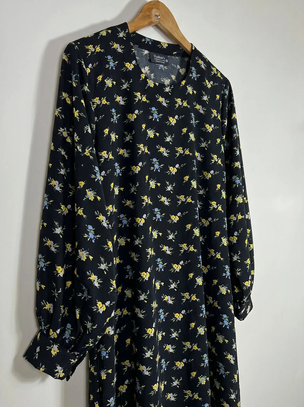 Black Floral Maxi Abaya - Midnight Meadow HJ1653