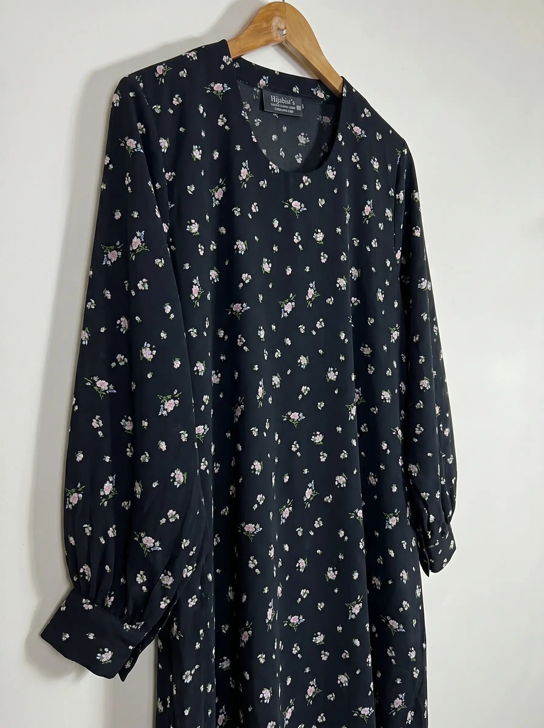Black Floral Maxi Abaya - Mystic Flora HJ1654 Secondary image