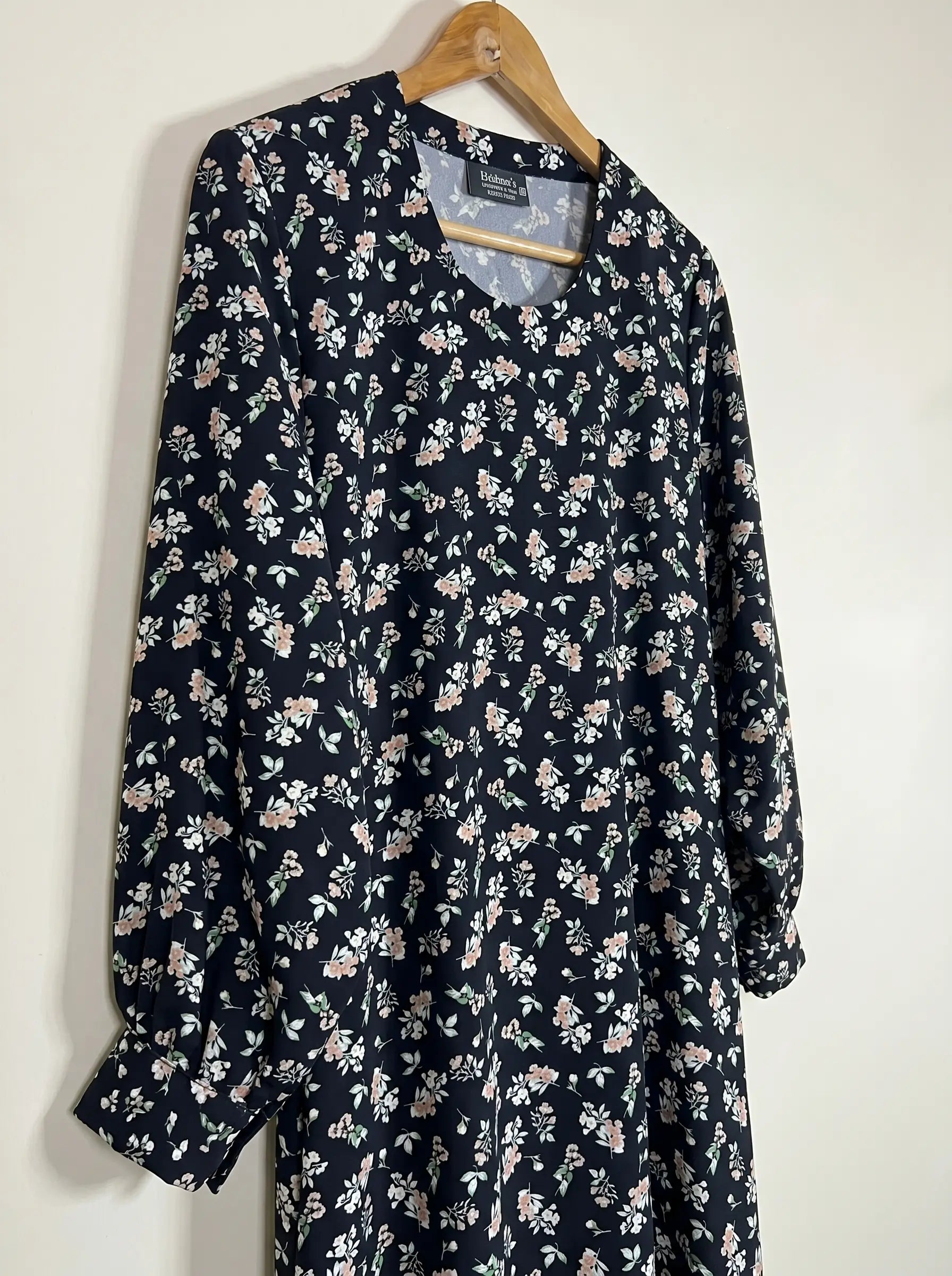 Black Floral Maxi Abaya - Noir Blossom HJ1655 Secondary image
