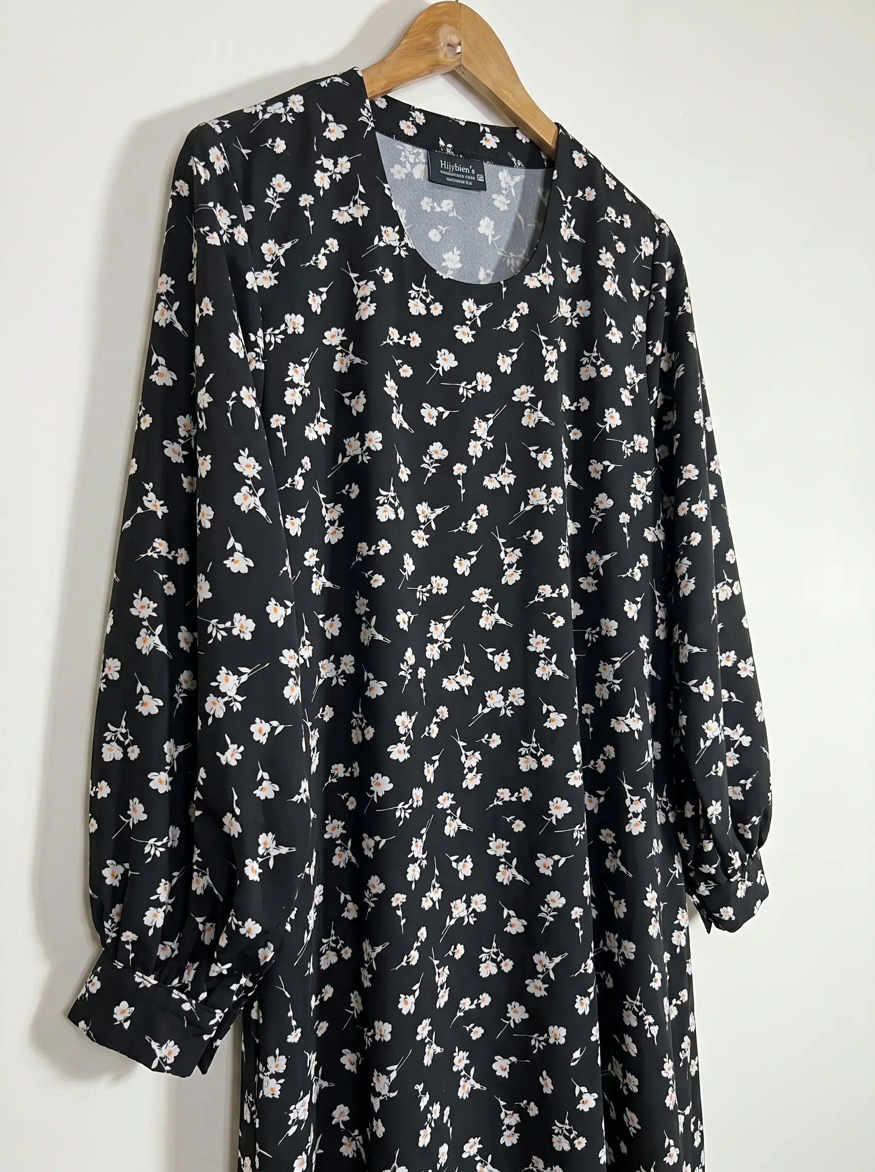 Black Floral Maxi Abaya - Ivory Whisper HJ1650 Secondary image