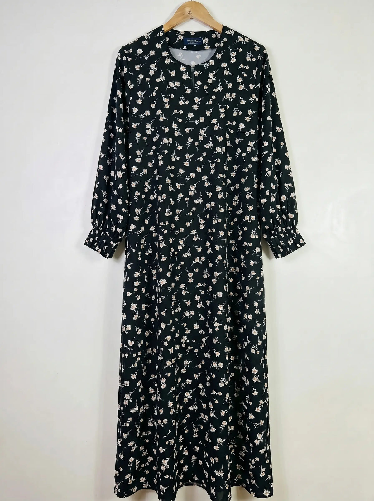 Black Floral Maxi Abaya - Ivory Whisper HJ1650 Main image