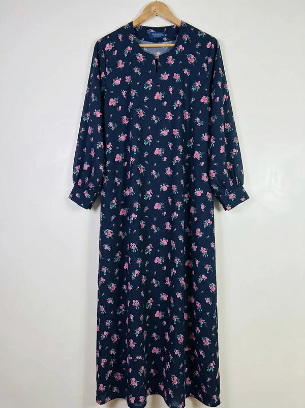 Blue Floral Maxi Abaya - Rose Garden HJ1649