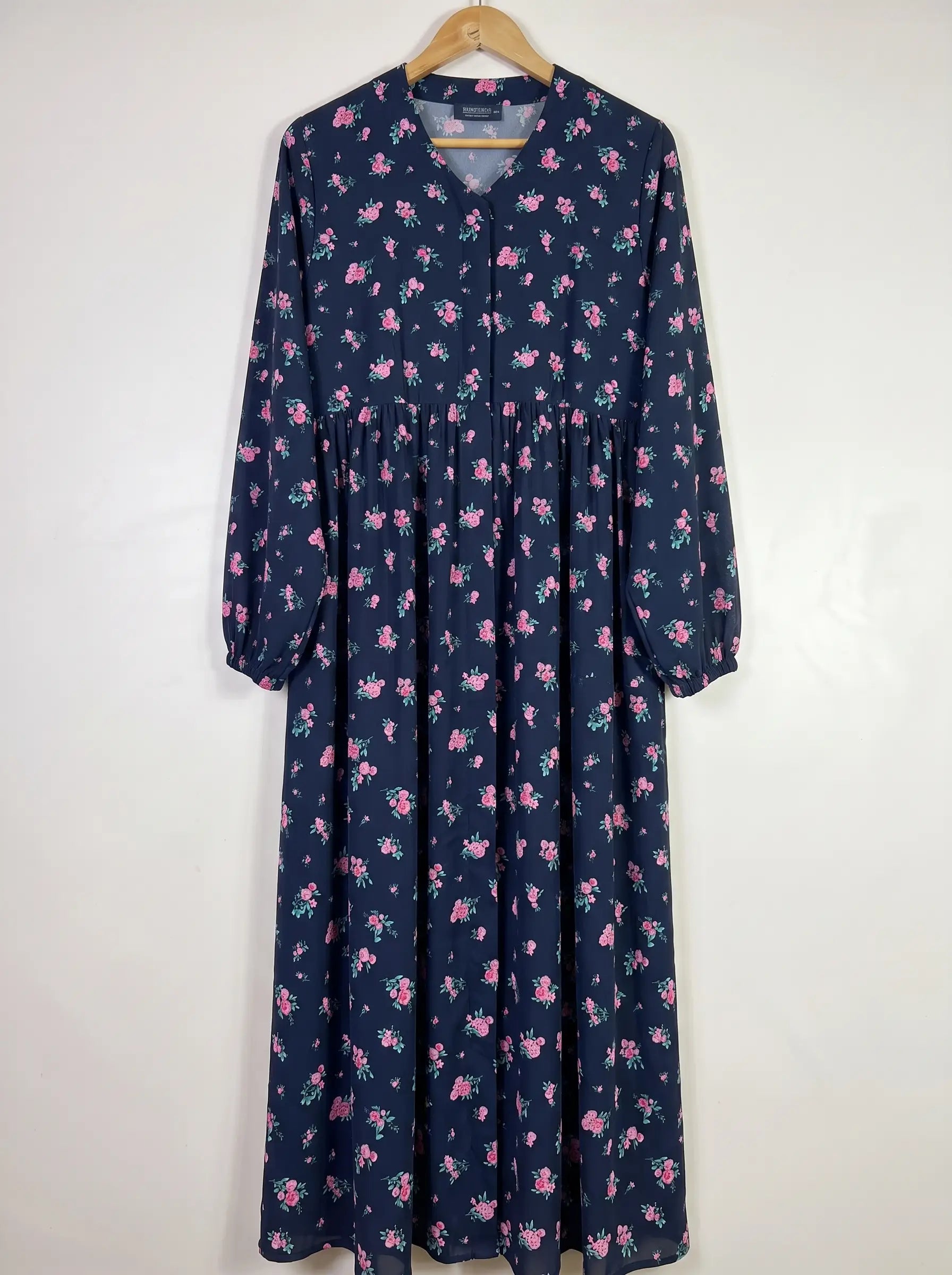 Blue - Floral Front Open Chun Abaya HJ1657