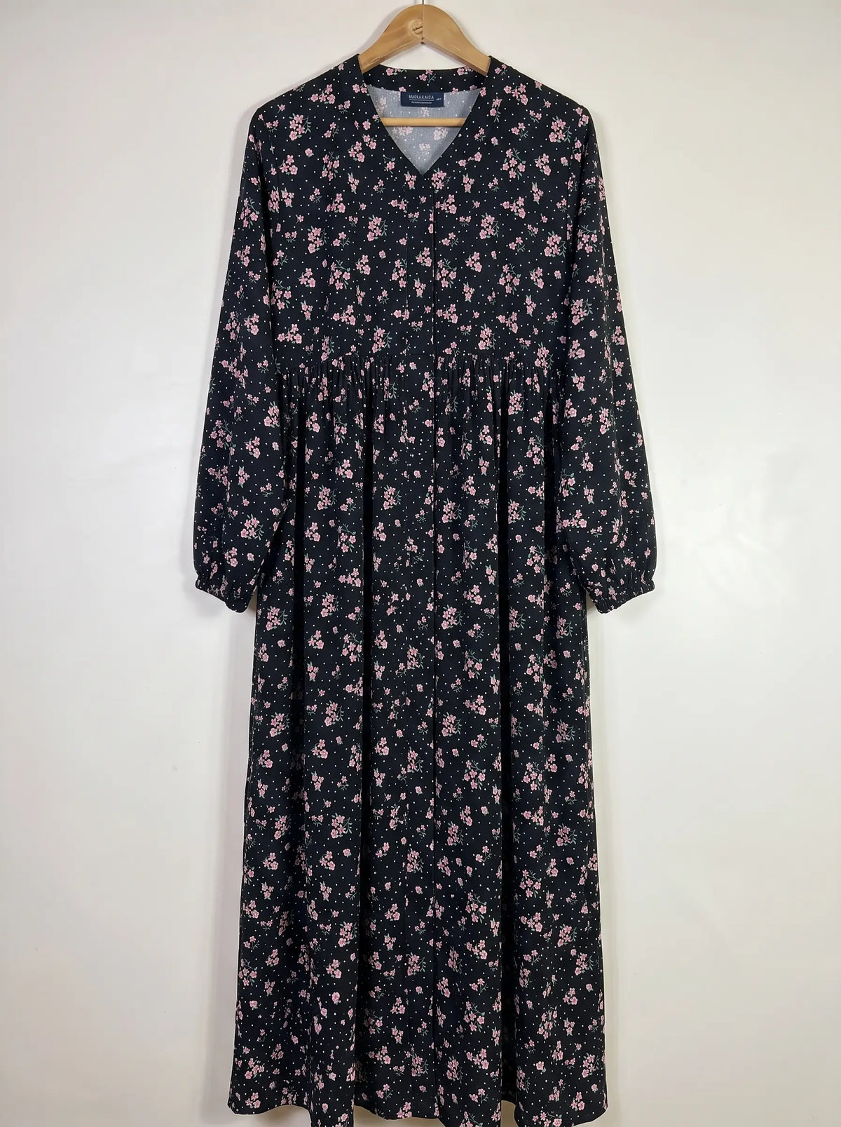Black - Floral Front Open Chun Abaya HJ1658 Main image