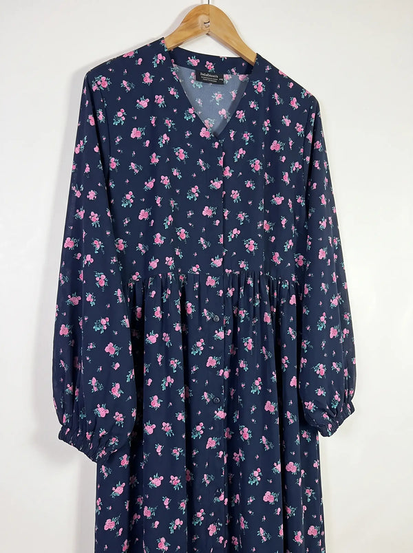 Blue - Floral Front Open Chun Abaya HJ1657