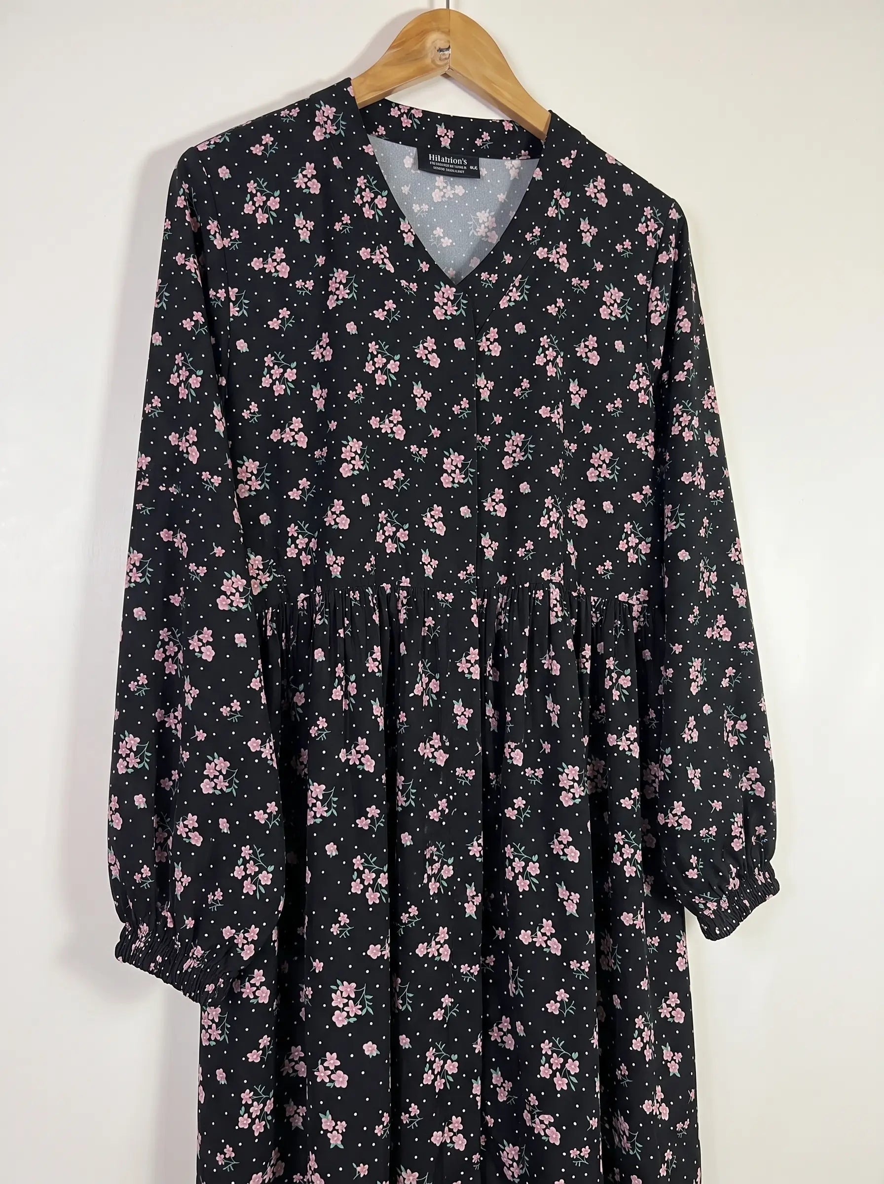 Black - Floral Front Open Chun Abaya HJ1658 Secondary image