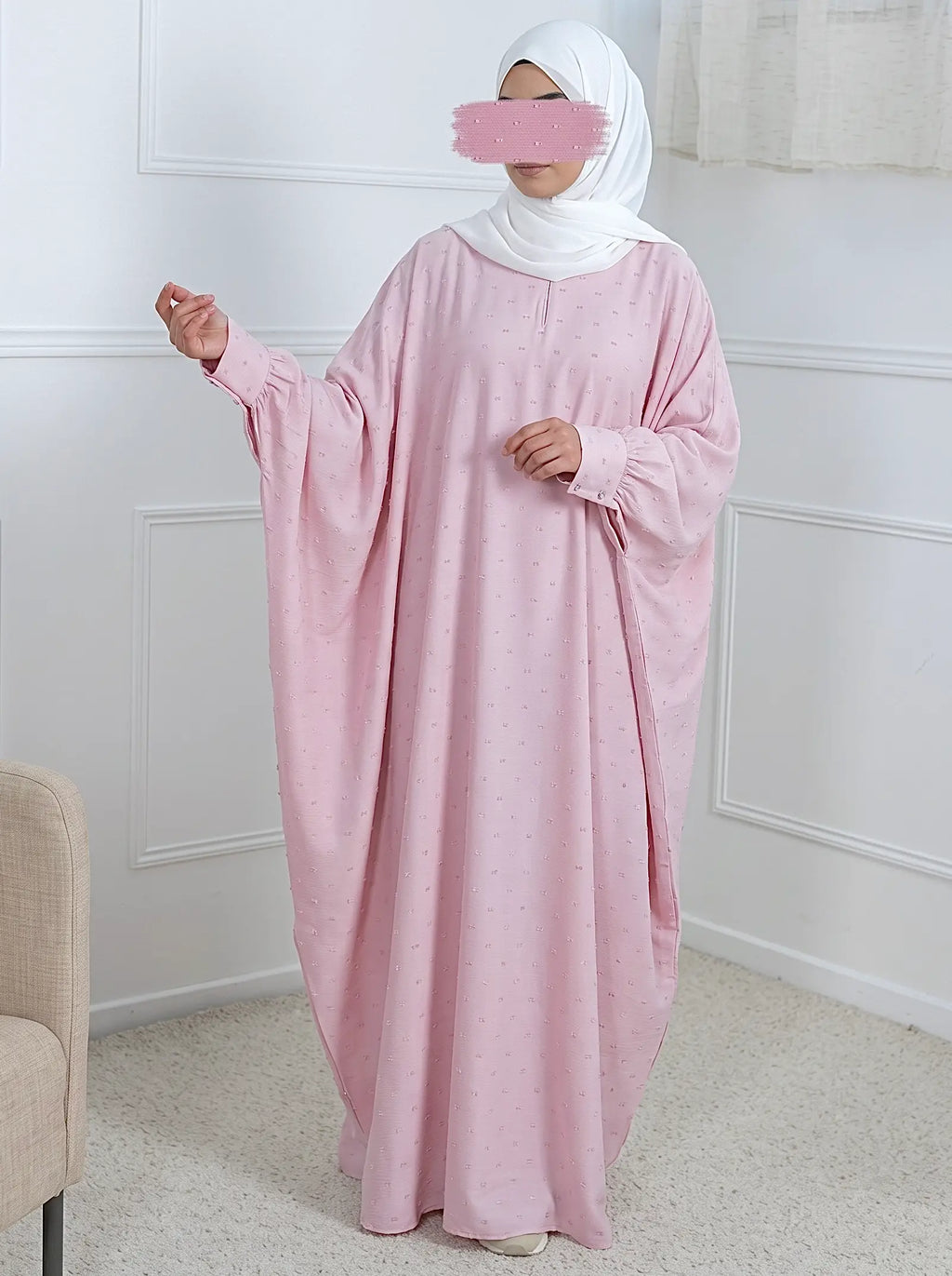 Rosé Ditsy Abaya HJ1704