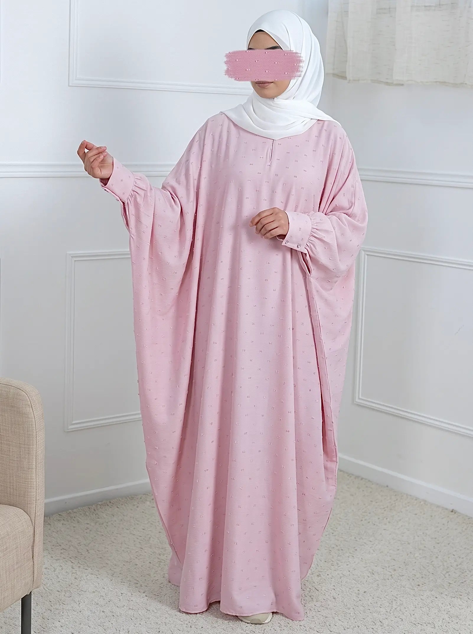 Rosé Ditsy Abaya HJ1704