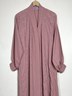 Mauve - Front Open Pearls Abaya HJ0624 - Image 2