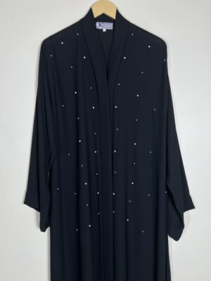 Black - Pearls Adorned Classic Abaya HJ0750 - Image 2