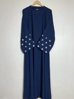 Blue - Petals Embroidery Abaya HJ0913 - Image 1