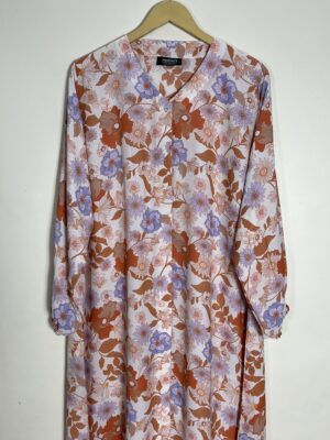 Apricot - Floral Front Open Abaya HJ0867 - Image 2