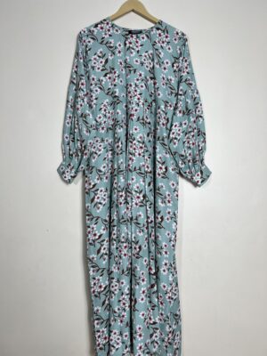 Fern - Floral Pleated Abaya HJ0868 - Image 1