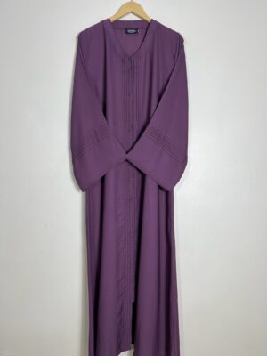 Purple - Sleek Pleats Front Open Abaya HJ0908 - Image 1