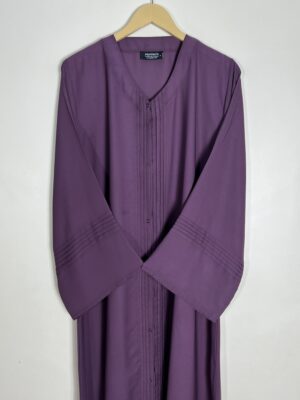 Purple - Sleek Pleats Front Open Abaya HJ0908 - Image 2