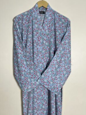 Periwinkle - Floral Front Open Abaya HJ0939 - Image 2