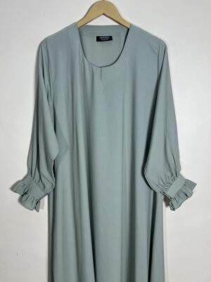 Mint Green - Cuff Frill Maxi Abaya HJ0942 - Image 2