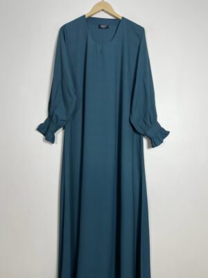 Teal - Cuff Frill Maxi Abaya HJ0943 - Image 1