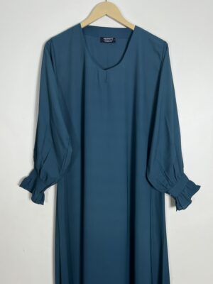 Teal - Cuff Frill Maxi Abaya HJ0943 - Image 2