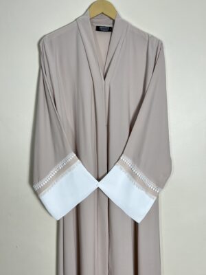 Beige - Fray Border Luxe Abaya HJ0947 - Image 2