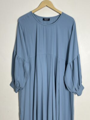 Steel Blue - Pleated Abaya HJ0954 - Image 2