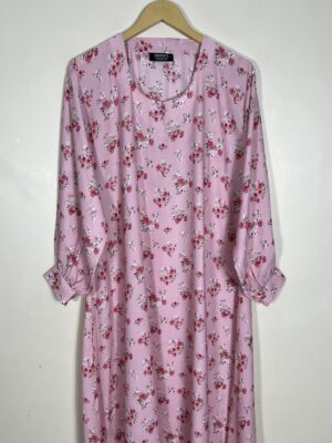 Pink - Floral Maxi Abaya HJ0972 - Image 2