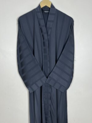 Dark Grey - Striped Zoom Luxe Abaya HJ0992 - Image 2