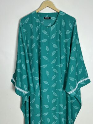 Jungle Green - Lace Sleeves Butterfly Abaya HJ1011 - Image 2