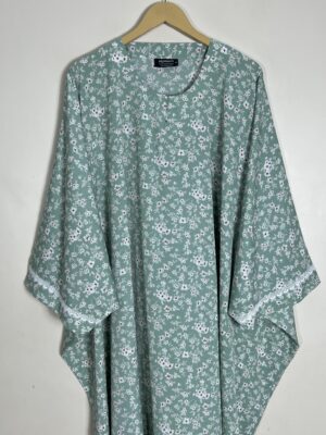 Mint Green - Lace Sleeves Butterfly Abaya HJ1012 - Image 2