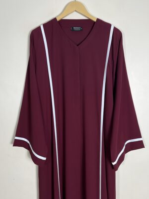 Maroon - White Pipen Majesty Abaya HJ1024 - Image 2