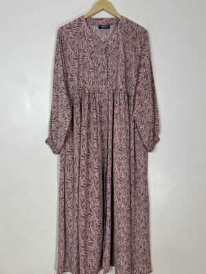 Faded Pink - Printed Front Open Chun Abaya HJ1062 - Image 1