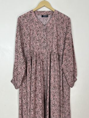 Faded Pink - Printed Front Open Chun Abaya HJ1062 - Image 2