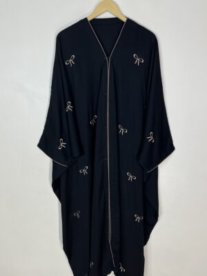 Beige - Butterfly Bow Abaya HJ1070 - Image 1