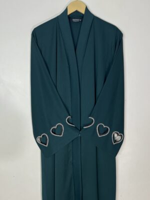 Bottle Green - Charmed Hearts Abaya HJ1082 - Image 2