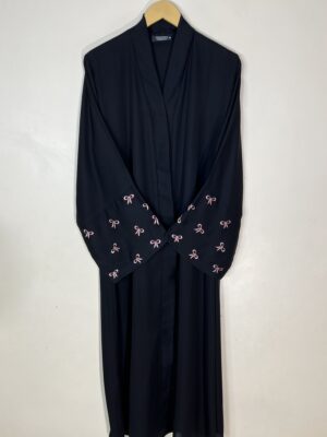 Pink - Bow Sleeves Abaya HJ1092 - Image 1