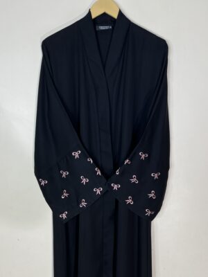 Pink - Bow Sleeves Abaya HJ1092 - Image 2