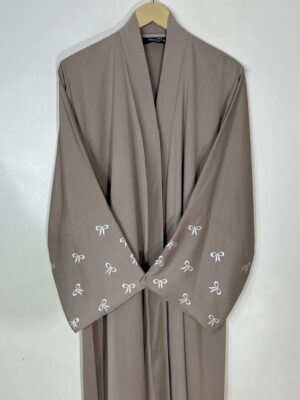 Sand - Bow Sleeves Abaya HJ1097 - Image 2