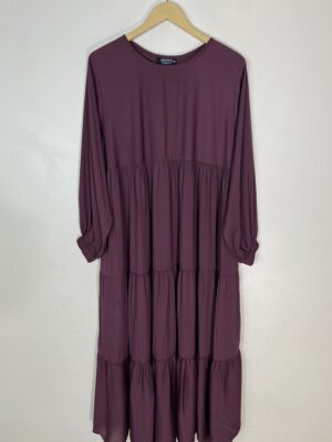 Wine - Frill Maxi Abaya HJ1076 - Image 1