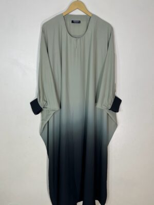 Pistachio - Dual Tone Butterfly Style Abaya HJ1080 - Image 1