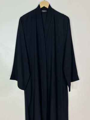 Black - Pearls Adorned Classic Abaya HJ1081 - Image 2