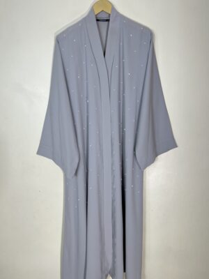 Cool Grey - Pearls Adorned Classic Abaya HJ1080 - Image 1