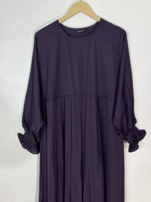 Purple - Cuff Frill Pleated Abaya HJ1078 - Image 2