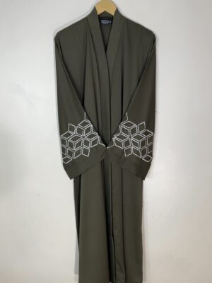 Olive Green - Sapphire Luxe Abaya HJ1073 - Image 1