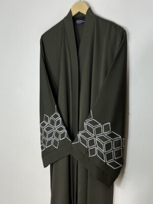 Olive Green - Sapphire Luxe Abaya HJ1073 - Image 2