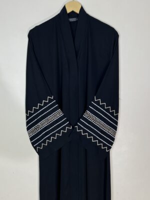 Black - Harmony Trail Embroidery Abaya HJ1100 - Image 2